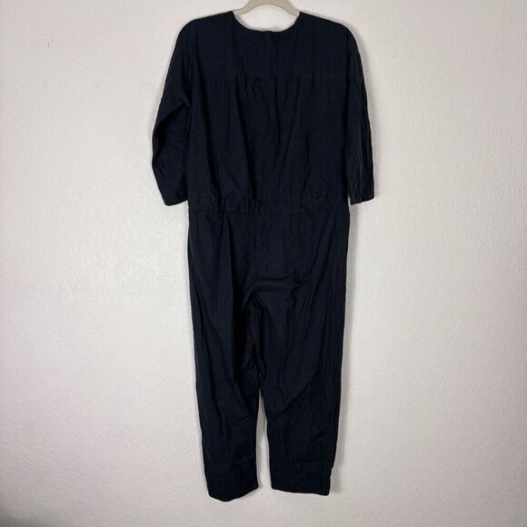 Hackwith Design House Jumpsuit Navy Blue Button Front Short Sleeve Size Medium - Picture 8 of 10